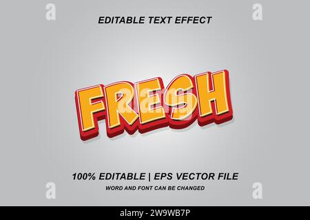 Frischer Texteffekt, 3D bearbeitbares Vektordesign Stock Vektor