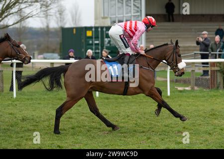 Tigerbythetail, geritten von Aidan Coleman und trainiert von Olly Murphy, Rennen in der Handicap Hürde in Wincanton, 10. März 2022 Stockfoto