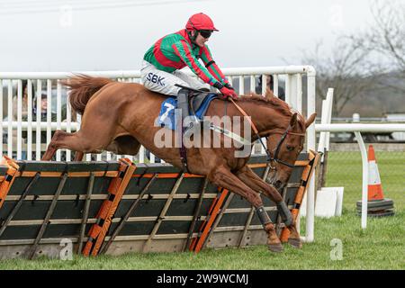 Tanz mit Feuer, geritten von Tom Bellamy und trainiert von Alan King, Rennen über Hürden in Wincanton, 10. März 2022 Stockfoto