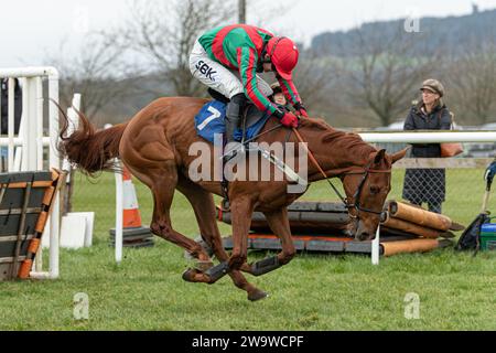 Tanz mit Feuer, geritten von Tom Bellamy und trainiert von Alan King, Rennen über Hürden in Wincanton, 10. März 2022 Stockfoto