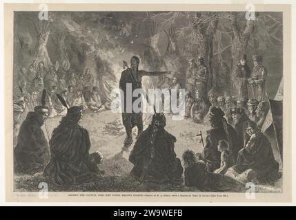 Rund um das Council Fire, The Young Brave's Speech, aus Harper's Weekly 1929 von Edwin Austin Abbey Stockfoto