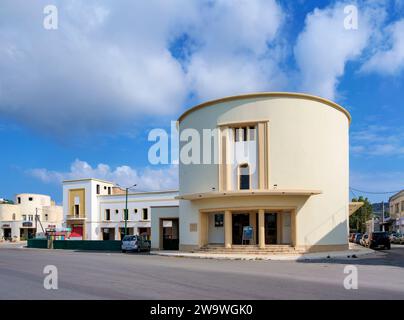 Kommunales Kino, Lakki-Stadt, Insel Leros, Dodekanese, Griechenland Stockfoto