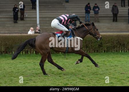 Lanspark, geritten von Brendan Powell und trainiert von Colin Tizzard, lief über Hürden in Wincanton, 10. März 2022 Stockfoto