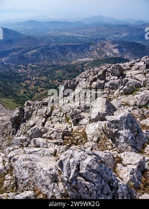 Landschaft vom Gipfel des Zas oder Zeus, Naxos Island, Kykladen, Griechenland Stockfoto