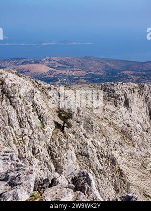 Landschaft vom Gipfel des Zas oder Zeus, Naxos Island, Kykladen, Griechenland Stockfoto
