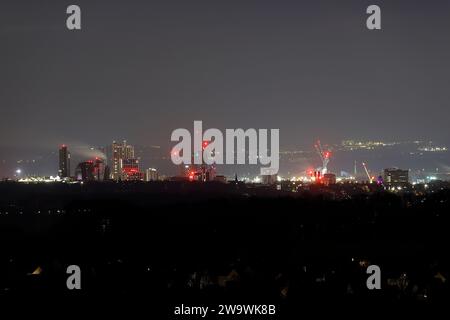 Leeds City Skyline bei Nacht Stockfoto