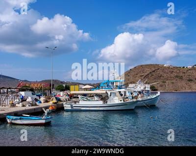 Hafen in Skala, Patmos Island, Dodekanese, Griechenland Stockfoto