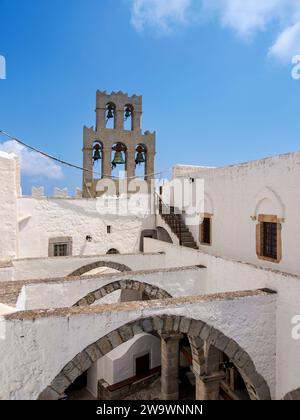 Kloster des Heiligen Johannes des Theologen, Patmos Chora, Patmos Insel, Dodekanese, Griechenland Stockfoto