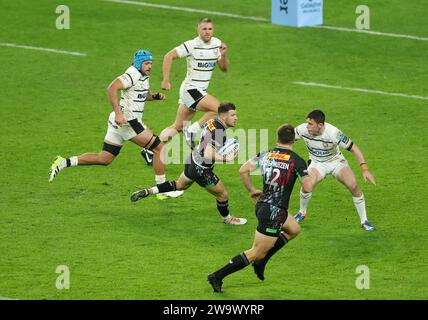 Harlequins' Danny Care in Aktion während des Gallagher Premiership Matches im Twickenham Stadium, London. Bilddatum: Samstag, 30. Dezember 2023. Stockfoto