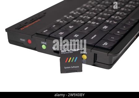 Sinclair Spectrum Next SD-Karte mit Betriebssystemdateien Stockfoto