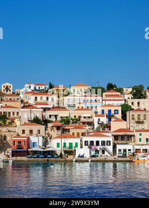 Chalki Village, Emporio, Chalki Island, Dodekanese, Griechenland Stockfoto