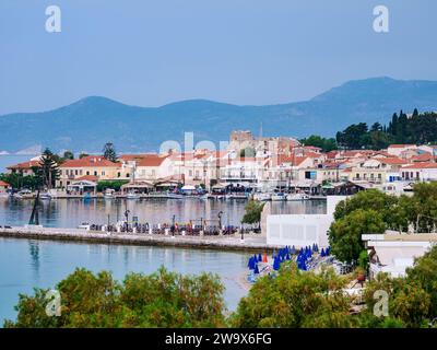 Hafen von Pythagoreio, erhöhte Aussicht, Samos Insel, Nordägäis, Griechenland Stockfoto