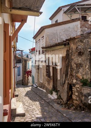 Straße von Ano Vathy, Samos Stadt, Samos Insel, Nordägäis, Griechenland Stockfoto