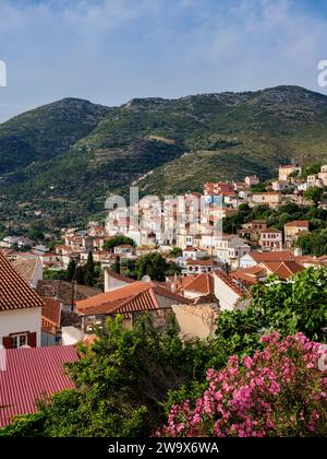 Ano Vathy, erhöhte Aussicht, Samos Town, Samos Island, nördliche Ägäis, Griechenland Stockfoto