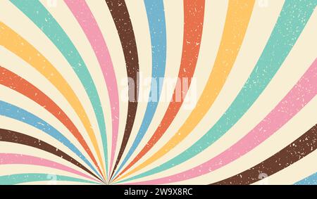 Sonnenstrahl groovig. Hintergrund der Sonnenstrahlen. Radialer Burst. Sunburst-Muster. Balkenlinie. Sonnenlicht abstrahlen. Textur mit Comic-Effekt. Retro-Pop-Art-Streifen Stock Vektor