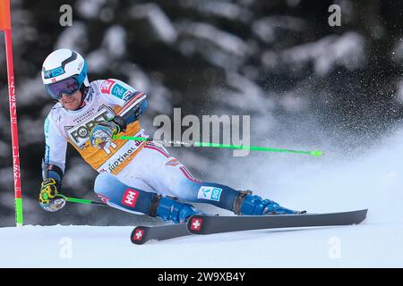 Rasmussen Windingstad (NOR) tritt am 17. Dezember beim Audi FIS Alpine Ski World Cup, MenÕs Giant Slalom Rennen auf der Gran Risa Slope in Alta Badia an. Stockfoto