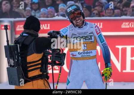 Aleksander Aamodt Kilde (NOR) tritt am 16. Dezember beim Audi FIS Alpine Ski World Cup, MenÕs Downhill Rennen auf der Saslong-Piste in Gröden an Stockfoto