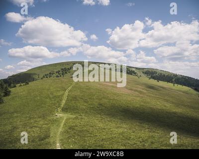 Blick vom Velka Fatra Nationalpark. Panorama-Gebirgslandschaft in der Slowakei in der Nähe von Kralova Studna. Sommerfarben der Natur Stockfoto