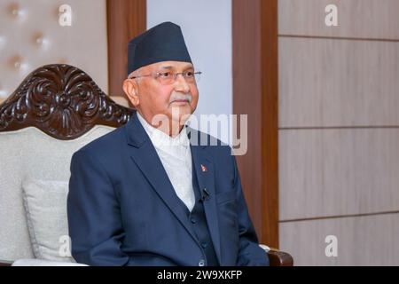 KP Sharma Oli ist der ehemalige Premierminister Nepals. Stockfoto