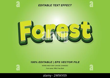 Texteffekt im Forest-Stil, 3D-Vektordesign editierbar Stock Vektor