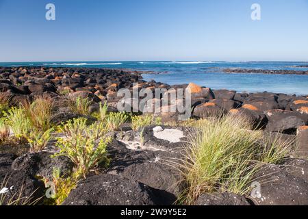 Heller, sonniger Tag am Strand in Port Fairy an der Great Ocean Road, Australien. Stockfoto