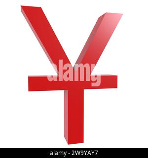 Chinesisches Yuan-Symbol isoliert auf weißem Hintergrund Stockfoto
