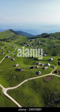 Drohnenfoto velika planina Slowenien europa Stockfoto