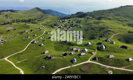 Drohnenfoto velika planina Slowenien europa Stockfoto