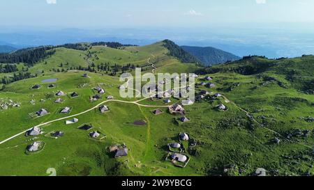 Drohnenfoto velika planina Slowenien europa Stockfoto