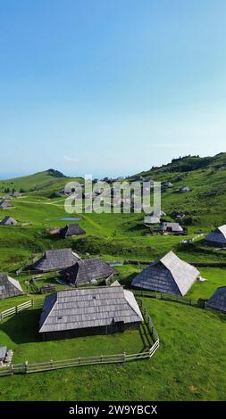 Drohnenfoto velika planina Slowenien europa Stockfoto