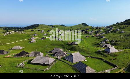 Drohnenfoto velika planina Slowenien Europa Stockfoto