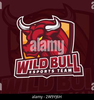 Bull Esports Gaming Maskottchen Logo Design Stock Vektor