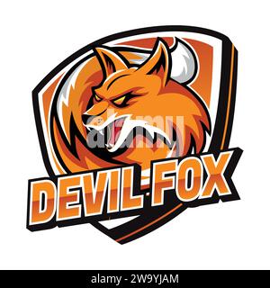 Angry Devil Fox Esport Mascot Gaming Logo Stock Vektor