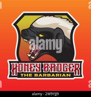 Angry Honey Badger Roaring Design Stock Vektor