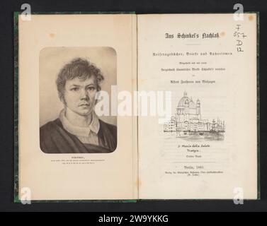 Aus Schinkels Nachlass Karl Friedrich Schinkel, 1862 - 1863 Buch Berliner Leinen (Material). Unterstützung für Fotos. Pappe. Papierdruck / Albumendruck / spanisches Marmorpapier Stockfoto