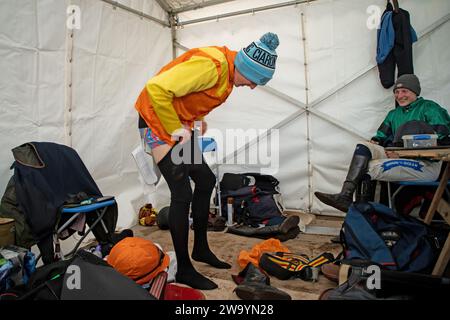 Horseheath, Cambridgeshire, 31. Januar 2023. Die Rennsaison begann auf der Pferderennbahn Horseheath in der Nähe von Cambridge. Quelle: Headlinephoto/Alamy Live News. Stockfoto