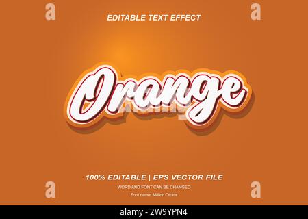 Orangefarbenes Texteffekt 3D-Vektordesign, das bearbeitet werden kann Stock Vektor