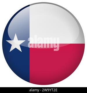 Texas Flag-Taste. Texas Circle Fahnentaste isoliert auf weißem Hintergrund Stock Vektor