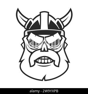 Vektor-Illustration von Wikinger mit Helm, für Maskottchen Sport Logo Badge Label Schild Poster Emblem Patch T-Shirt Druck. Vektorlogo Stock Vektor