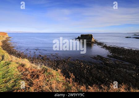 Blick auf Cleet of Brough Rocks, Brough Village, Caithness, Schottland, Großbritannien Stockfoto