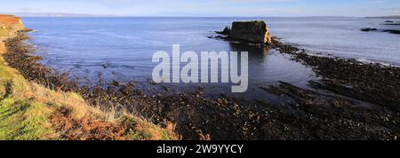 Blick auf Cleet of Brough Rocks, Brough Village, Caithness, Schottland, Großbritannien Stockfoto