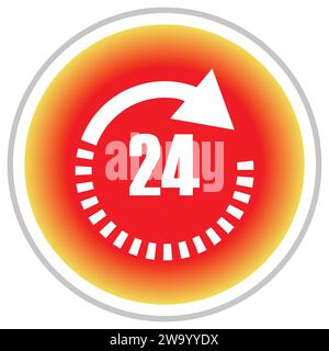 Symbol für 24 Stunden Bestellung und Service Vektor | Zeitmanagement Stock Vektor
