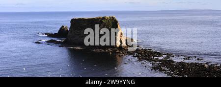 Blick auf Cleet of Brough Rocks, Brough Village, Caithness, Schottland, Großbritannien Stockfoto