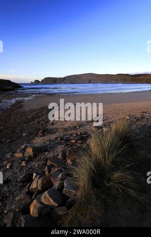 Der große Sandstrand in Farr Bay, Bettyhill Village, Sutherland, Schottland, Großbritannien Stockfoto