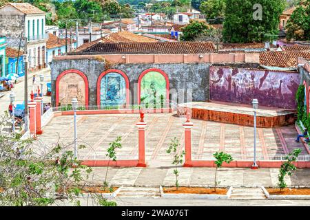 Remedios, Villa Clara, Kuba - 5. Februar 2020: Stadtplatz namens 'Las Parrandas' im Stadtzentrum Stockfoto