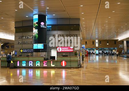 Touristeninformation am Flughafen Ben Gurion Stockfoto