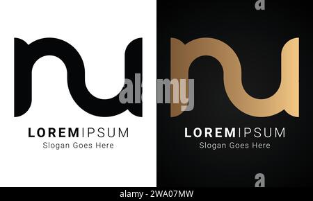 Luxuriöses Initial NU- oder UN-Monogramm-Logo-Design Stock Vektor