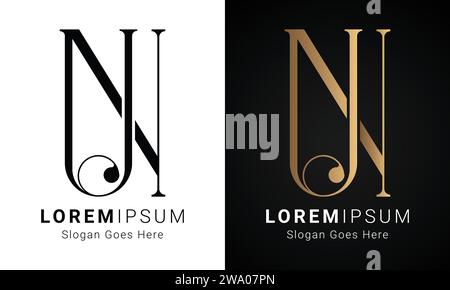 Luxuriöses Initial NU- oder UN-Monogramm-Logo-Design Stock Vektor