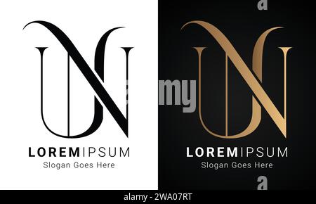 Luxuriöses Initial NU- oder UN-Monogramm-Logo-Design Stock Vektor