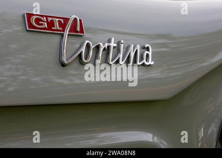Ford Cortina GT-Abzeichen. Stockfoto